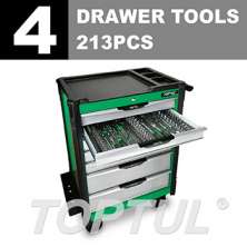 BUMPER SERIES W/7 DRAWER TOOL TROLLEY -213PCS 4 DRAWER TOOLS 